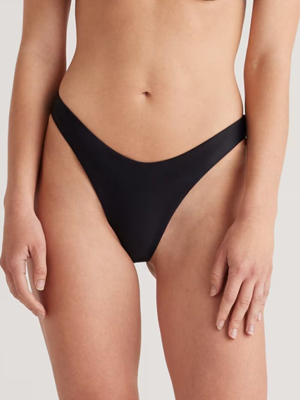 Quince Italian High Cut Bikini Bottom In Black Size Snall NWT